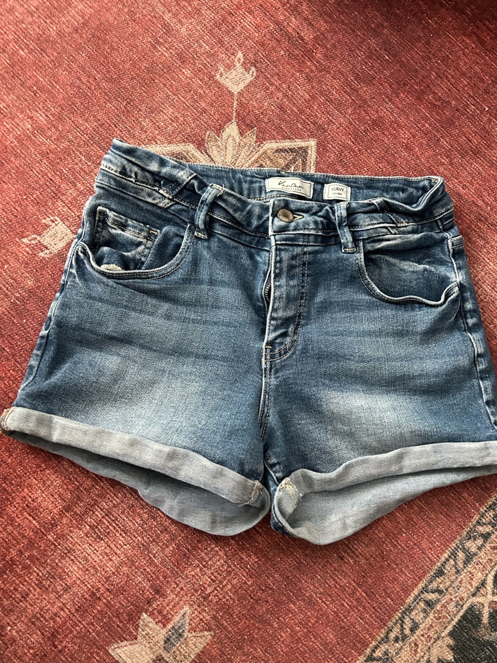EUC KanCan Blue Rolled Hem Denim Shorts Size 28